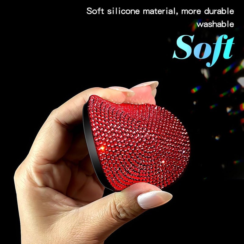 Murimt 2 PCS Universal Vehicle Bling Cup Holder Insert Coaster Car Interior Accessories,2.75 inch Silicone Anti Slip Crystal Rhinestone Car Coaster(Red) - Image 4
